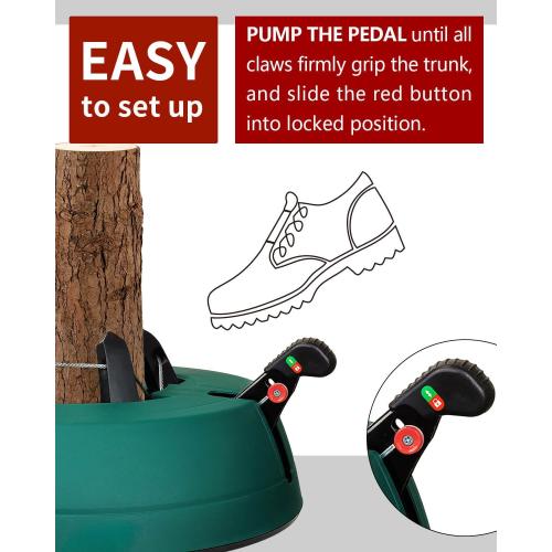 Leejec Christmas Tree Stand with Water Reservoir, Fast Clamped 10 Ft Real Tree with 5.5 Diameter, Water Level Indicator Equipped, No Assembly Required