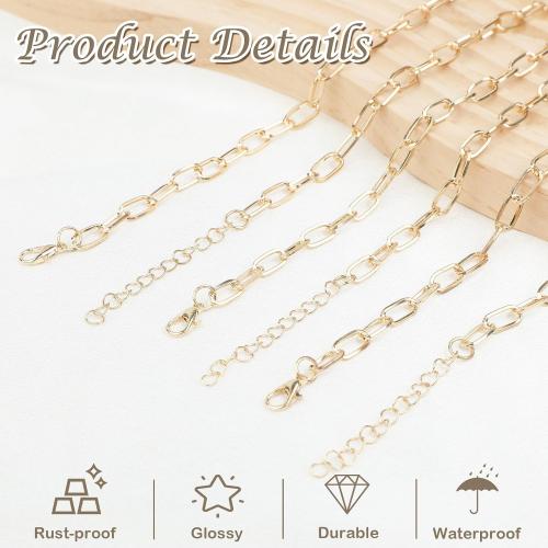 20 Pcs 18K Gold Plated Necklace Bracelet Chain Kit, Paperclip Alloy Link Fit Clip on Charm, Charm Bracelet Necklace Kit for Women DIY Jewelry Making (Gold)