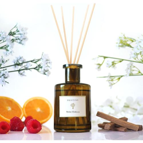 PRISTINE Swiss Château/Inspired by Hilton Reed Diffuser - Home & Bathroom | Fresh Cut Rose, Tangerine, Cedarwood Oil Reed Diffuser Set | Oil & Reed Diffuser Sticks, Home & Office Decor, Fragrance Gift