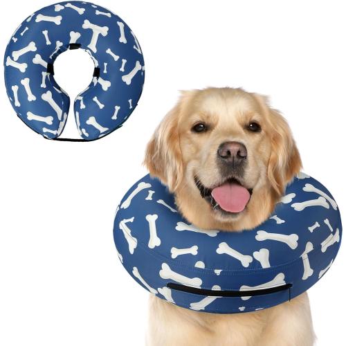 Supet Inflatable Dog Cone Alternative After Surgery - Neck Donut Recovery E-Collar for Neuter - Soft Cone for Small, Medium, Large Dogs