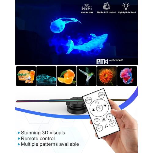 3D Hologram Fan, 16.5 Inch 3D Hologram Projector HD LED Holographic Advertising Display with Remote, WiFi and APP, Holographic Video Advertising Projector for Business,Bar,Halloween (42CM, 8G)