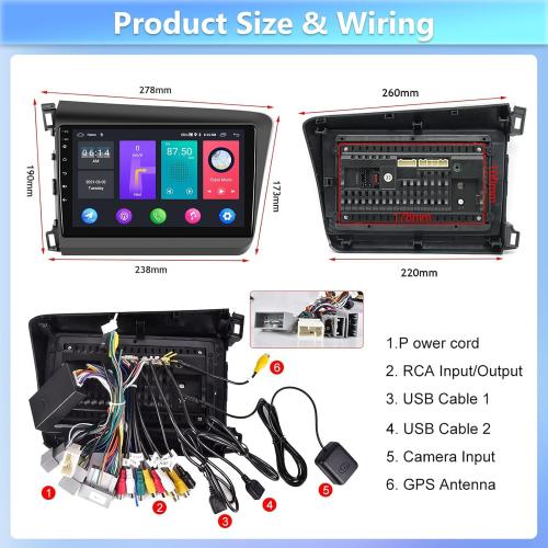 Car Stereo for Honda Civic 2012 2013 2014 2015 with Bluetooth,Podofo Android 13 9 Inch Touchscreen Car Radio Receiver with GPS Navigation/Mirror Link/WiFi/SWC/USB/FM/RDS   AHD Backup Camera