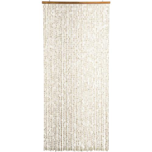 FlavorThings 52 Strands 36 x 79 Wood and Bamboo Beaded Curtain for Doorway Room Divider,Bamboo and Wooden Doorway Beads-Boho Bohemian Curtain(Beige)
