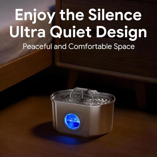 Cat Water Fountain Stainless Steel - Pet Drinking Fountain for Cats Indoor - 2.2L/74oz Automatic Water Dispenser with Watering Level Window (4 Filters) | Pet Water Fountain for Cats Inside - Ultra Quiet Pet Watering Dispenser - for Small Animals (4 Filters)