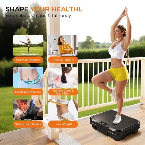 Vibration Plate Exercise Machine | Vibrating Plate for Lymphatic Drainage, 250 Speed Levels Shake Plate, 400 Lbs Capacity Full Body Workout for Home Women Men