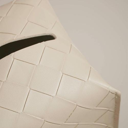 OLETHA Square Tissue Box Cover - Aesthetic Desk Decor for Room, Home & Office - Tissues Cube Boxes Holder - Woven Textured, Light Taupe