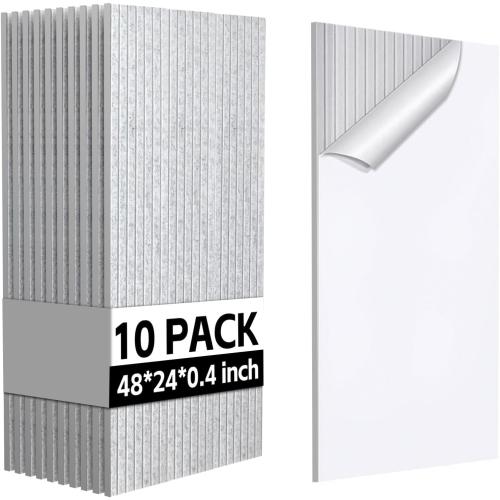 10Pack Large Acoustic Panels, 48x24x0.4 inch Sound Proof Panels for Walls, Self-Adhesive Sound Dampening Wall Panels, Noise Absorbing Decorative Wall Panels, Wall Noise Blocker for Home Studio (Grey)