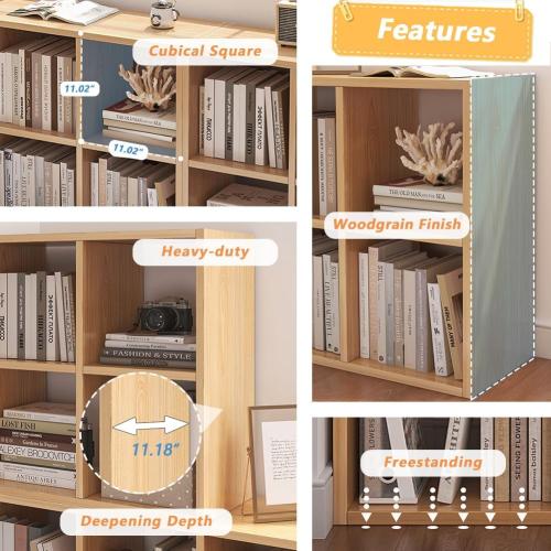 NELYE 4 Cube Organizer Bookcase - Fabric Storage Bins Container, Open Shelf Simple Compartments Bookshelf, White