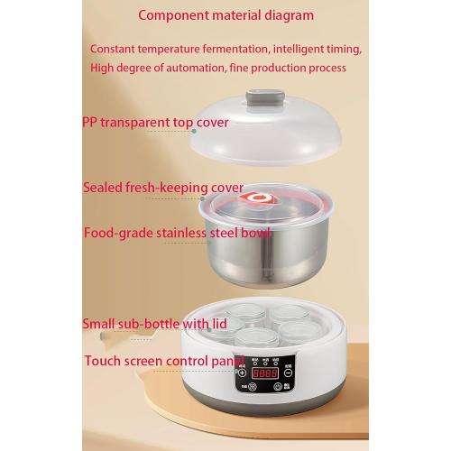 Yogurt Maker with 5 Glass Jars 1.2L Automatic Yogurt Maker with Temperature Control 36-Hour Fermentation Stainless Steel Design Suitable for Homemade Greek and Vegan Yogurt