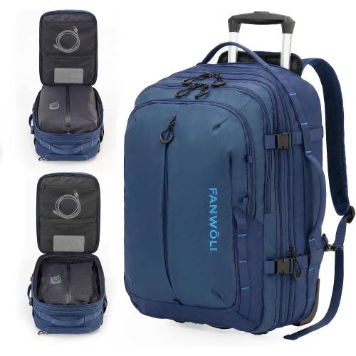 Fanwoli Rolling Vacuum Backpack Travel with One-Button Compression, 55L Expandable, Water Resistant Carry-On Suitcase Luggage, Ideal for Outdoor/Family/Trips‼️light dirt‼️
