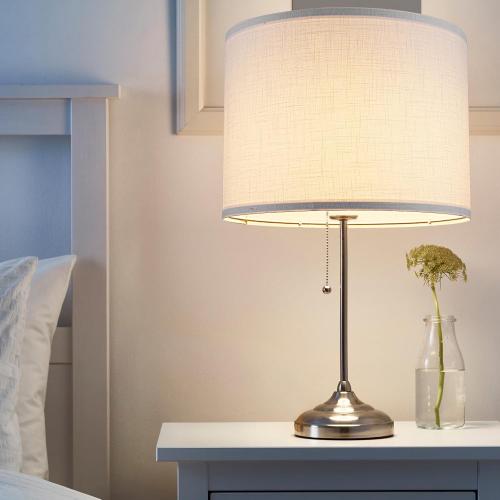 Drum Lamp shades Set of 2, White Line Lamp Shades for Table Lamps Floor Lamp, 13 Top X 13 Bottom X 10 High Large Fabric Lamp Shades, Easy Assembly Replacement Lampshades