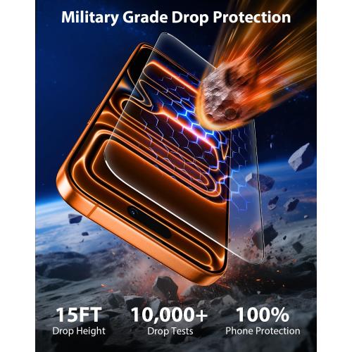 Mkeke Screen Protector Compatible with iPhone 17 Pro, 3 Pack Tempered Glass [9H  Hardness] [Military-Grade Drop Protection] [Sensitive Touch] [Easy Installation Frame] [HD Clear] for 6.3 inch
