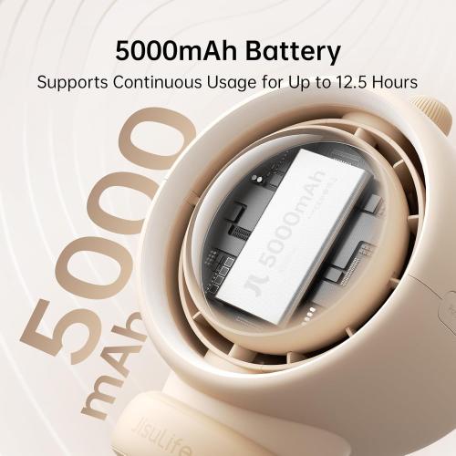 JISULIFE Stroller Fan Baby Large, Safe Bladeless for Crib, Desk, Portable Battery Rechargeable Cooling Fan with Air Turbo Tech, Night Light, Food-Grade Gift for Mom/Dad/Friend - Brown