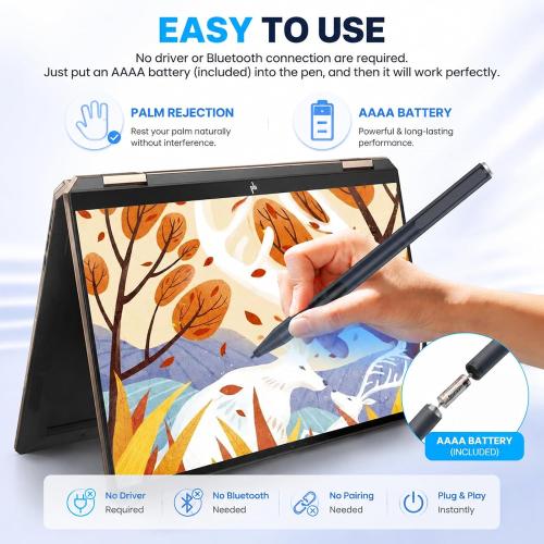 Stylus Pen for HP Omnibook X Flip Envy/Pavilion/Spectre x360 300Day Battery