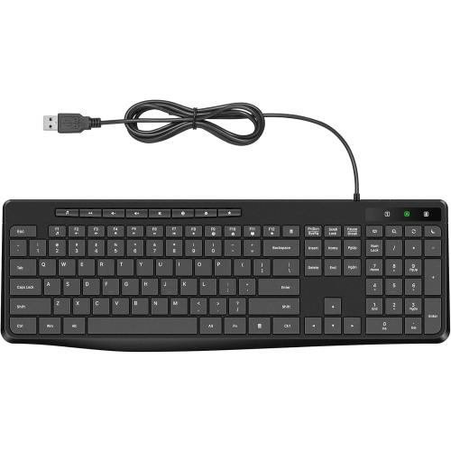 Wired Keyboard,Quiet Keyboard, Multimedia USB Computer Keyboard, Silent Keyboardwith Low Profile Chiclet Keys,Large Number Pad,Spill-Resistant,Anti-Wear Letters,Full Size for Laptop,Desktop
