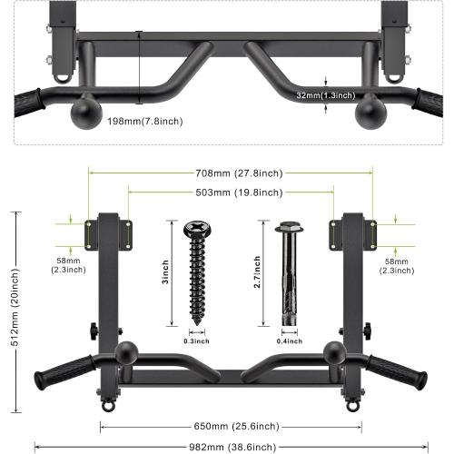 SELEWARE Heavy Duty Welded Pull Up Bar, Versatile Doorway Wall Mount, Joist Mounted, and Ceiling Mounted Chin Up Bars, Thick Metal Sturdy Construction for Full Body Workouts Support 500 lbs