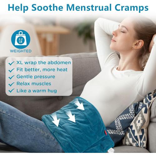 Size 12x24 Color Blue Comfytemp Weighted Heating Pad for Back & Period Cramps, FSA Eligible, Birthday Gifts for Mom Dad Women Men, 2.2lb HSA Electric Heat Pad for Neck Shoulder Pain Relief, 2H Auto-Off Heated Pad, 12x24