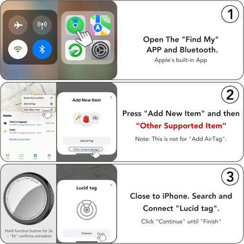 Air Tracker Tags-4 Pack (iOS Only), [Apple MFi Certified] Key Finder | Replaceable Battery Bluetooth Tracker Compatible with Apple Find My, Item Locator Smart Tag for Keys, Bag, Luggage and More