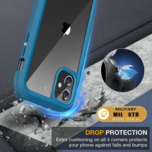 Miracase Glass Series for iPhone 11 Case 6.1 inch, Upgraded Full-Body Rugged Phone Bumper Case Cover with Built-in 9H Tempered Glass Screen Protector and Camera Protector, Light Blue