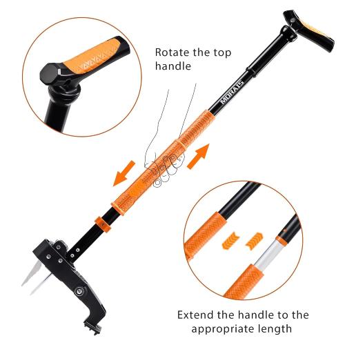 MORAIS Weed Puller Tool, Stand Up Weed Puller Heavy Duty Garden Tool with 4-Claw Steel Head, 39-46 Retractable Handle & Easy-Eject Mechanism, Easily Remove Weeds Without Bending, or Kneeling