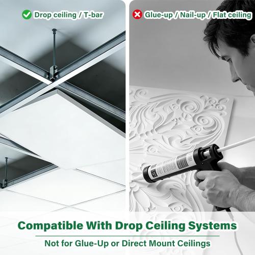 Smooth Drop Ceiling Tiles 2ft x 2ft for T-Bar Ceiling Systems – PVC Ceiling Tiles with No Sag, Waterproof & Fire-Rated – Easy Drop-in Replacement, White, 12-Pack (Covers 48 Sq. Ft)