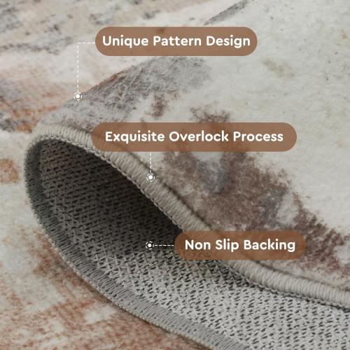 tchdio Area Rug 8x10 Rugs for Living Room- Abstract Soft Living Room Rug-Non Slip Carpet- Washable Rug for Bedroom Dining Room Home Office Modern Rugs Light Grey/Brown/Red