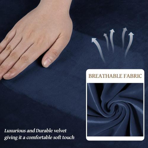 Size Large Color Blue  9 Pieces Velvet High Stretch Couch Covers for 3 Cushion Couch Sofa Slipcovers, Washable Furniture Protector with Non Slip Elastic Bottom, Feature Soft and Thick Plush Fabric, Navy Blue, Large