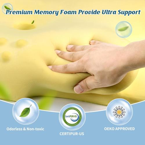 White and Grey Cervical Neck Pillow - Cooling Pillow for Neck Pain Relief, Ergonomic Side Sleeper Pillow for Sleeping, Contour Orthopedic Memory Foam Pillows for Back & Stomach Sleepers with Pillowcase