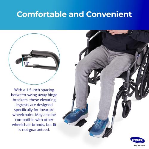 Invacare Wheelchair Legrest with Swing-Away Design, Adjustable Footrest Length and Flip-Up Composite Footplate, Easy-to-Install, Designed for Invacare Wheelchair