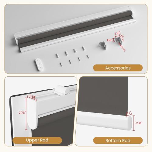 Grandekor Motorized Roller Shade with Remote Control, Motorized Blinds100% Blackout Electric Shades, Cordless Window Blinds Shades for Bedroom Living Room Office,Dark Grey,