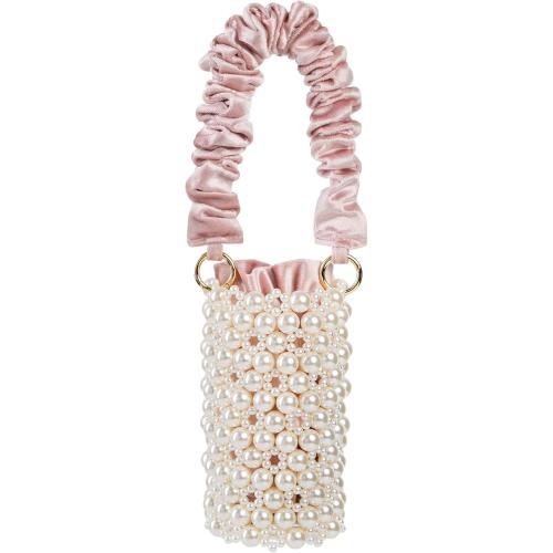 YUSHINY Women Faux Pearl Beaded Evening Pleuche Bucket Handle Bags with Velvet Lining for Wedding Party