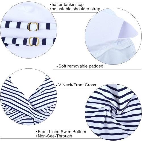 Size 16 Color Black Mycoco Women's Tankini Swimsuits Two Piece Tummy Control Bathing Suits V Neck Tankini Top with Bikini Bottom Swimwear