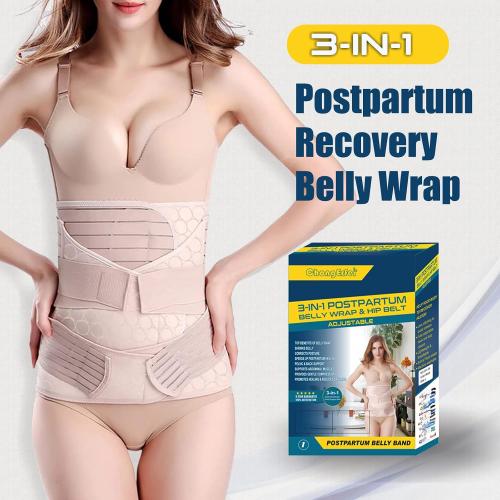 ChongErfei 3 in 1 Postpartum Support Recovery Belly Wrap Waist/Pelvis Belt Body Shaper Postnatal Shapewear,XL Beige