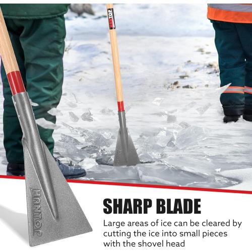 Ice Scraper Snow Ice Chopper Long Wooden Handle Ice Shovel for Driveway Sidewalk Outdoor Road,57.5 inches