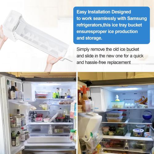 Upgraded DA97-14474C DA97-14474A Ice Bucket Compatible with Samsung Ice Maker Replacement DA97-12604D Samsung Ice Bucket Replacement Ice Maker Tray DA97-21040A RF28HMEDBSR RF263 Ice Container Ice Bin