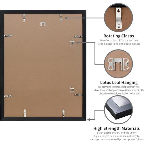 DOAI ART 18x24 Poster Frame 2 Pack, Black 18 x 24 Picture Frames for Horizontal or Vertical Wall Mounting, Scratch-proof Safe and Artistic Large Photo Frame Wall Art