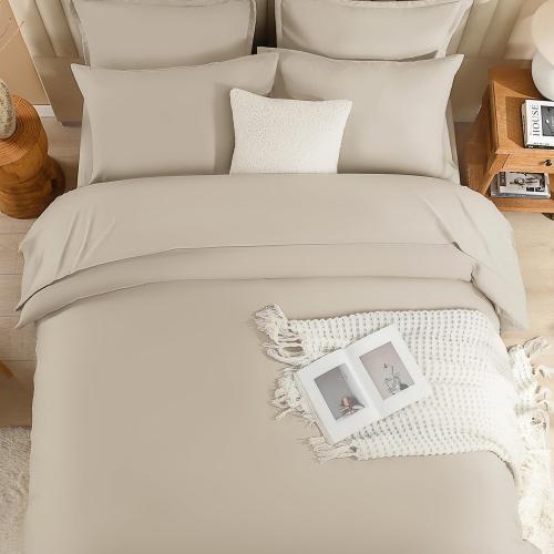 Litanika Comforter California King Size Set Oatmeal - Bed in a Bag California King Bedding Comforter Set, Plain Lightweight Bed Set with Comforter, Sheets, Pillowcases & Shams