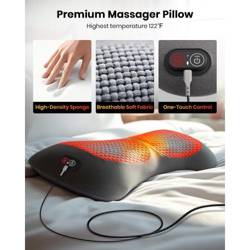 Triple Fusion Back Massager with Stretching, Vibration and Heat, 3-in-1 Electric Lumbar Pillow for Lower Back Tension Relief, Deep Tissue Relaxation Massage for Home, Office, Bed, Sofa, and Car Use