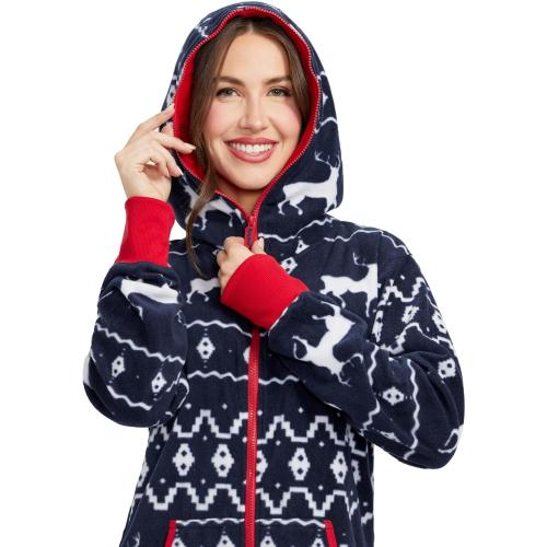 Size Large Blue Tipsy Elves Christmas Onesies for Adults - Comfy Unisex Matching Holiday Jumpsuits with Convenient Pockets