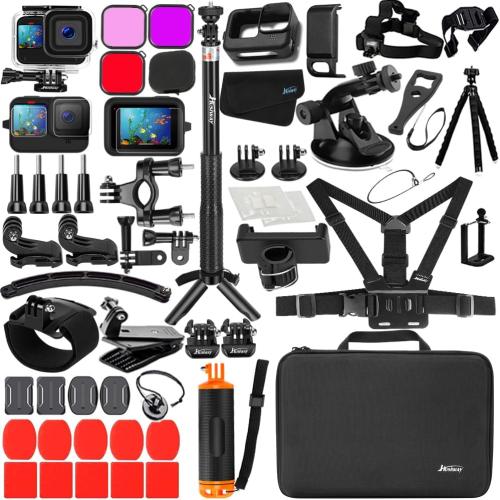 Accessories Kit for Gopro Hero 13 12 11 10 and 9 Black Battery Cover Door Waterproof Housing Silicone Case Glass Screen Protector Bundle for Go pro Hero13 Hero12 Hero11 Hero10 Hero9-63E