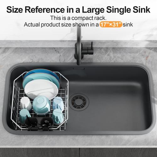 GSlife Small in Sink Dish Drying Rack - Stainless Steel Compact Dish Drainer for RV Kitchen Apartment Sink, Rust Resistant Inside Sink Rack, 1–2 Person Households, 11.6 W x 13.4 L, Silver