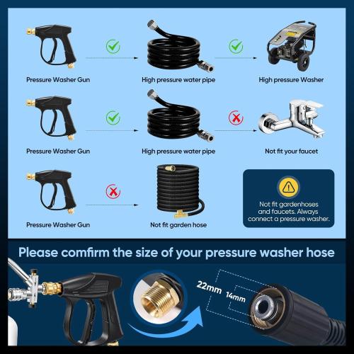 Saker Foam Cannon Dual Connector Accessory for Pressure Washer Kit,with Foam Cannon Dual Connector,Pressure Washer Gun for Car Washing and Cleaning,5 Power Washer Sprayer Nozzles