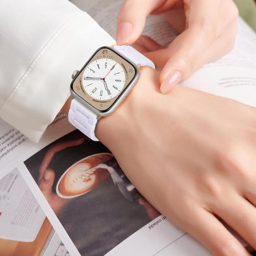 V-MORO Resin Band Compatible with Apple Watch Bands Series 11/10/9/8/7 41/42/40/38mm iWatch 6/5/4/3/2/1/SE with Starlight Buckle Fashion Wristband Strap Women Men(Pure White,42mm/41mm/40mm/38mm)