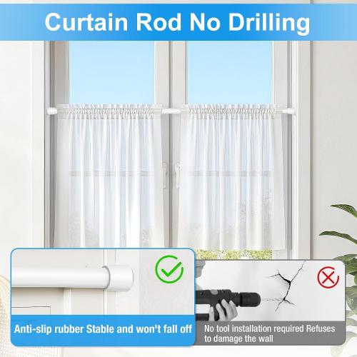 2 Pack Spring Loaded Tension Rod 17-41 Adjustable Curtain Rods No Drill Extendable Spring Rod Tension Curtain Rods For Window Kitchen Shelves Rv Refrigerator And Small Spaces,White