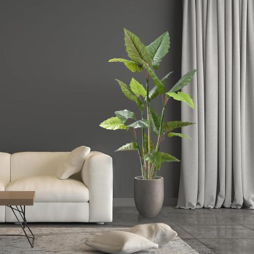 Abzo Artificial Rubber Tree Fake Plants 6.5FT Tall Faux Ficus Tree Potted Fake Indoor Plants Large Floor Plants Artificial Silk Tree for Home Office Living Room Decor Indoor., Green