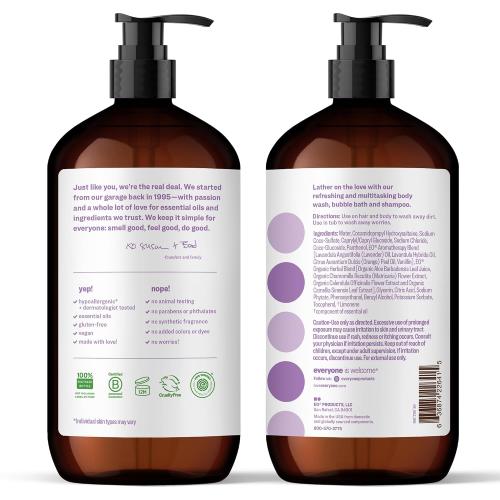 Everyone 3-in-1 Body Wash, Bubble Bath & Shampoo, Vanilla Lavender 2-Pack