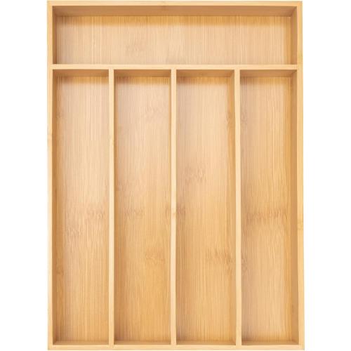Besilord Silverware Organizer Kitchen Drawer Organizer Utensil Organizer Bamboo Silverware Holder Cutlery Organizer in Drawer Flatware Organizer Tray(5 slots, Natural