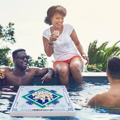19x19 Inches Mahjong Floating Game Table for Pool Adults Pool Games Tray for Mah Jong Card Games Dominoes Poker Floater Tables for Indoor Outdoor Swimming Pool Hot Tub Lake(Blue Green)