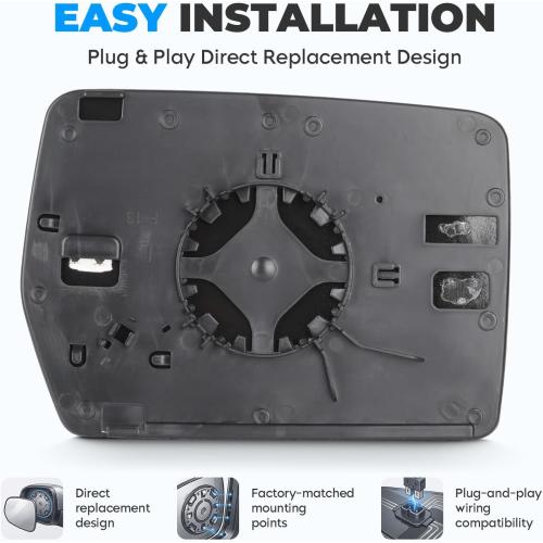 Driver Left Side Power Heated Mirror Glass Fits for 2004-2014 Ford F-150 Replacement for 4L3Z-17K707-DB