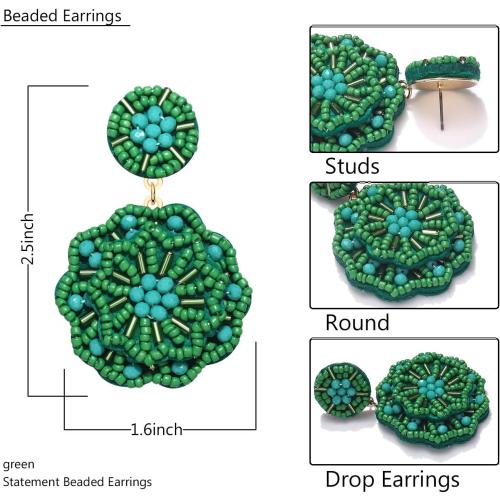 Statement Beaded Drop Earrings for Women Layered Bead Dangle Earrings